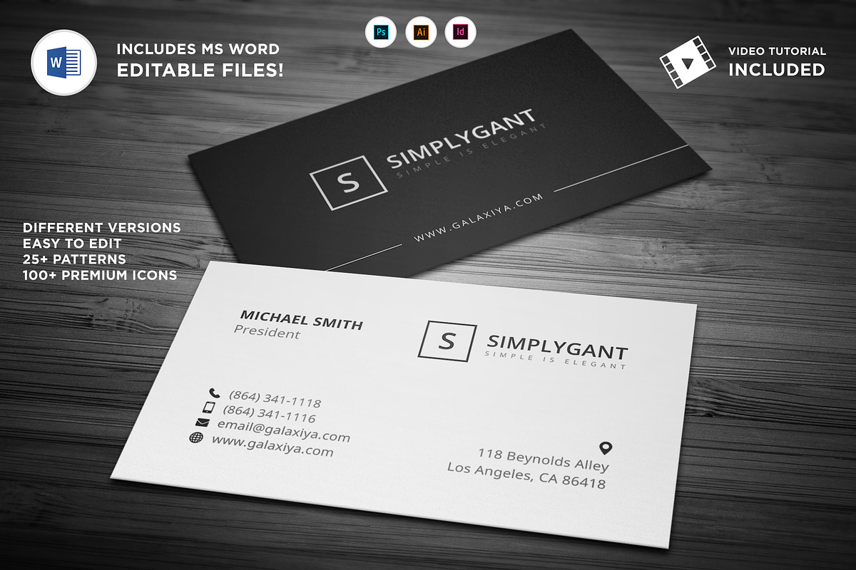 Simple Professional Business Cards  in Stationery Templates - product preview 8