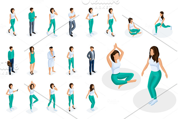 Isometric set of women and men in Illustrations - product preview 1