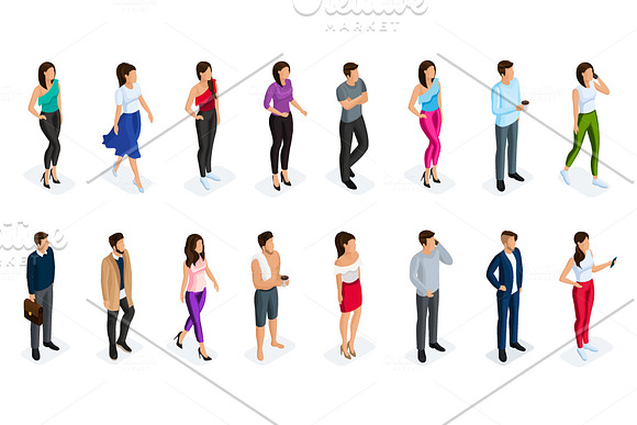 Isometric people in modern clothing in Illustrations - product preview 1