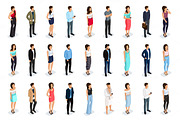 Isometric people in modern clothing