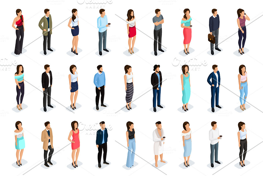 Isometric people in modern clothing in Illustrations - product preview 8
