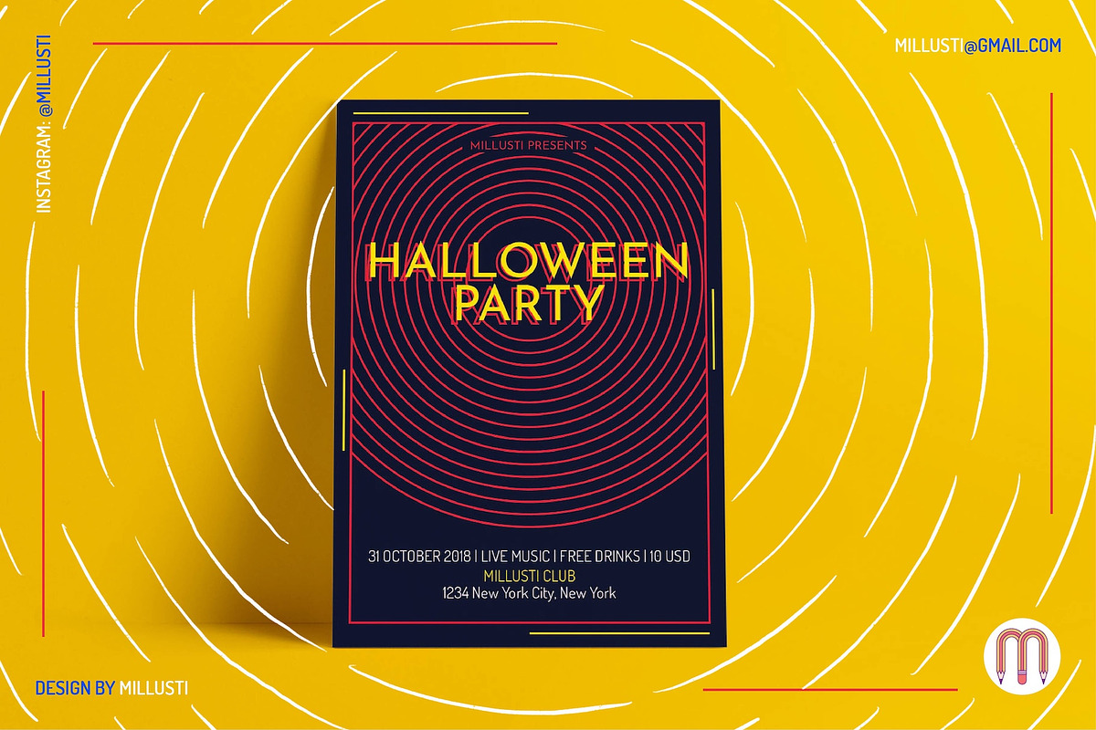 Circle ArtDeco Halloween Party Flyer in Flyer Templates - product preview 8