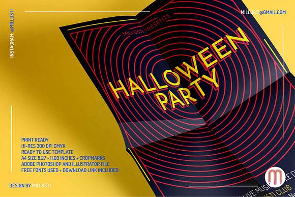 Circle ArtDeco Halloween Party Flyer in Flyer Templates - product preview 1
