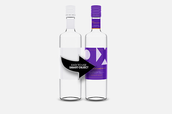 Beverage - Glass Translucent Bottle in Product Mockups - product preview 3