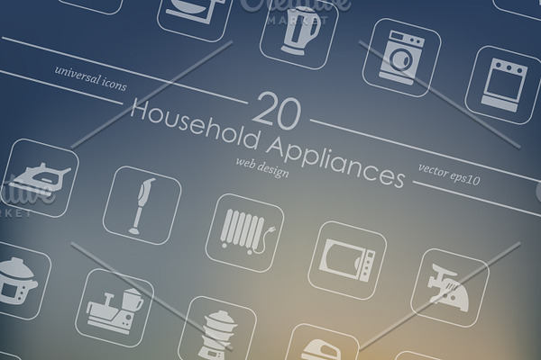 20 household appliances icons