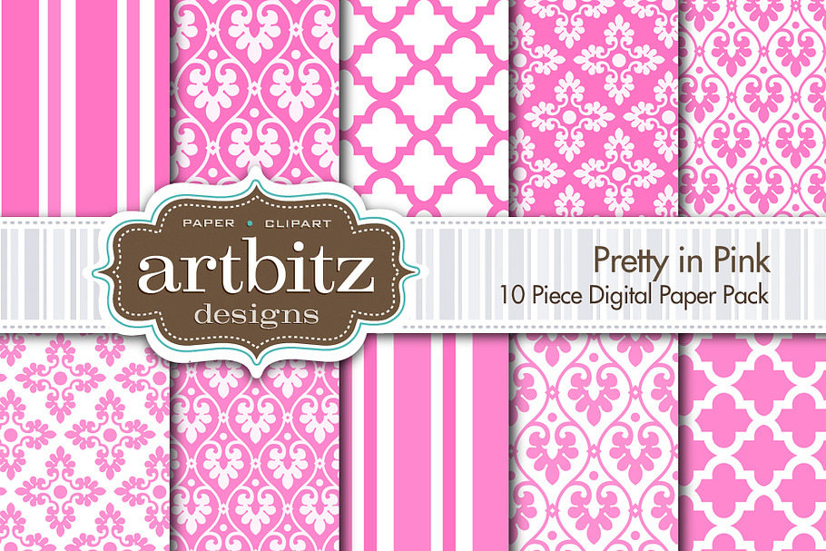 Pretty in Pink Digital Paper in Patterns - product preview 8