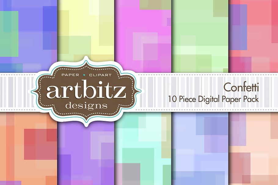 Confetti 10 Piece Digital Paper in Patterns - product preview 8