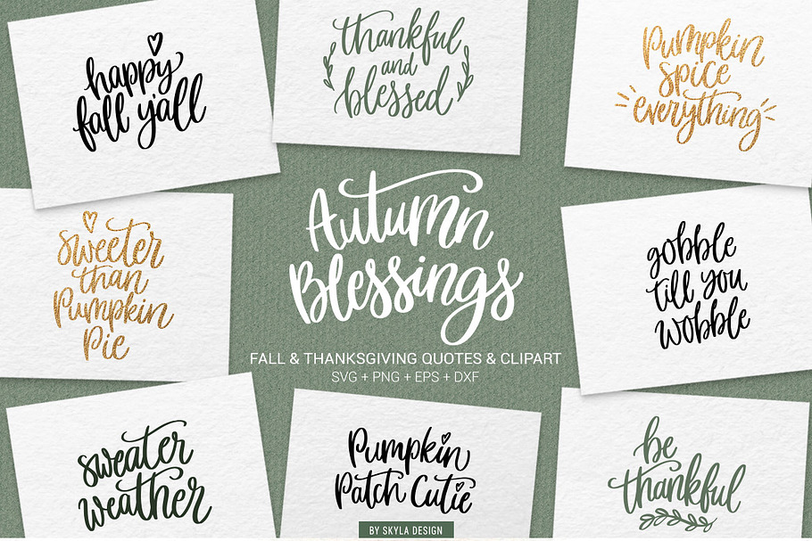 Fall Thanksgiving SVG Quotes Clipart