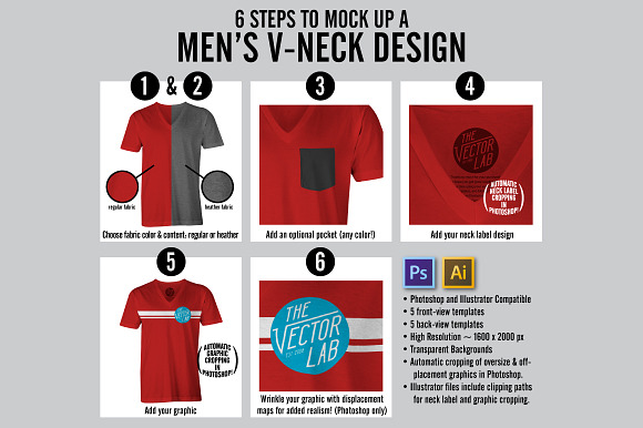 Men's V-Neck Mockup Templates in Product Mockups - product preview 3