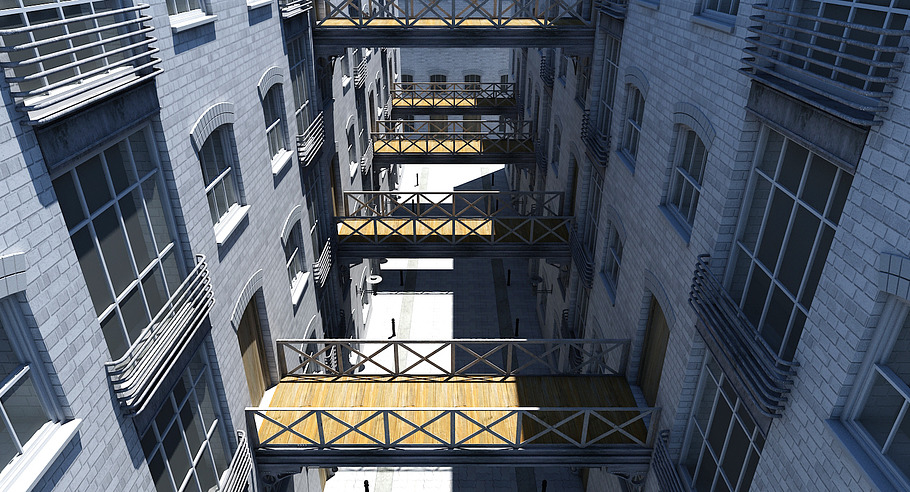 3D Alleyway Textured in Architecture - product preview 2