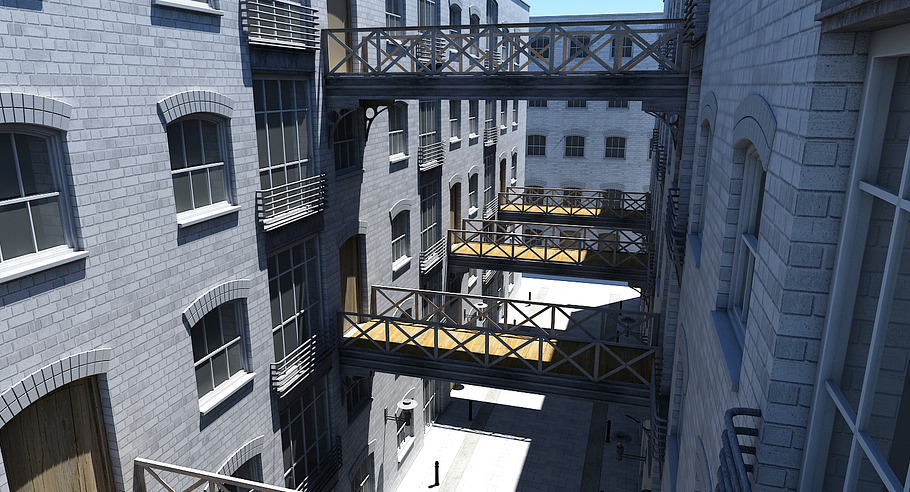 3D Alleyway Textured in Architecture - product preview 4