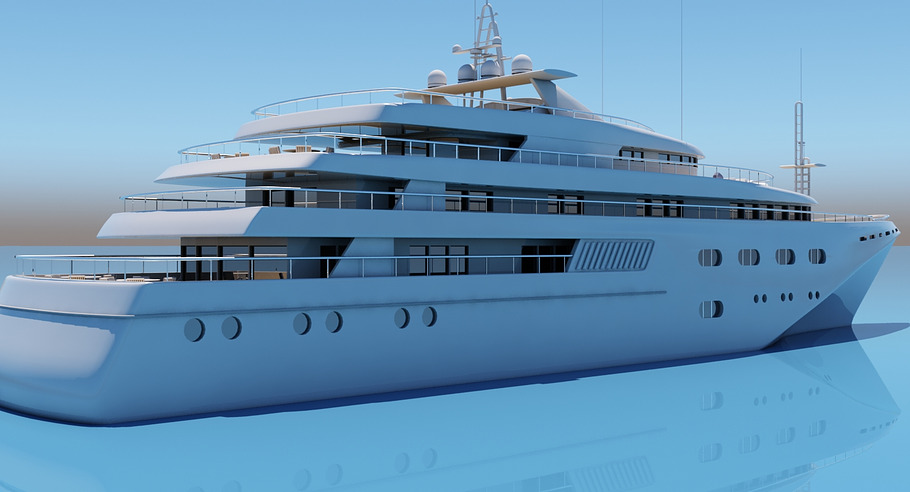 3D Super Yacht in Vehicles - product preview 2