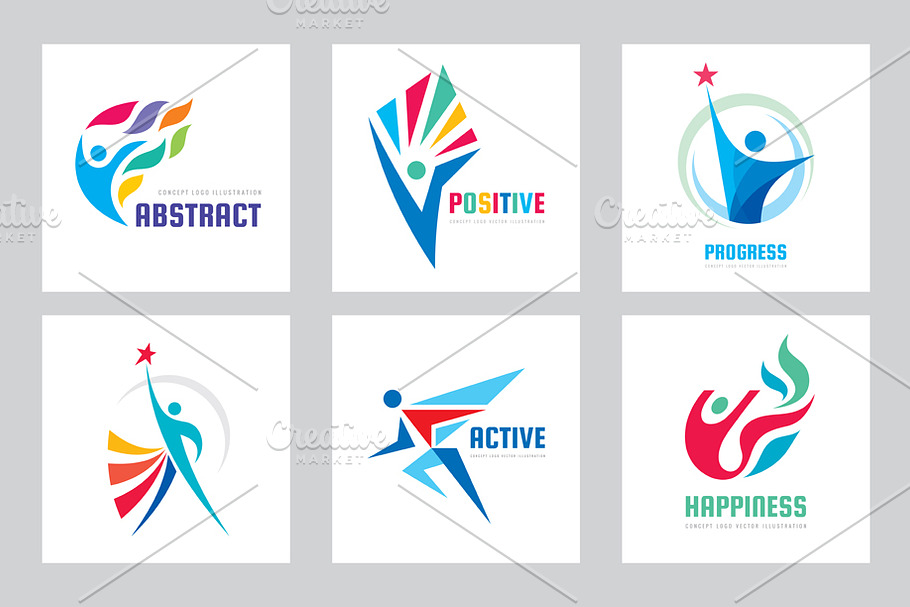 Abstract People - Vector Logo Set