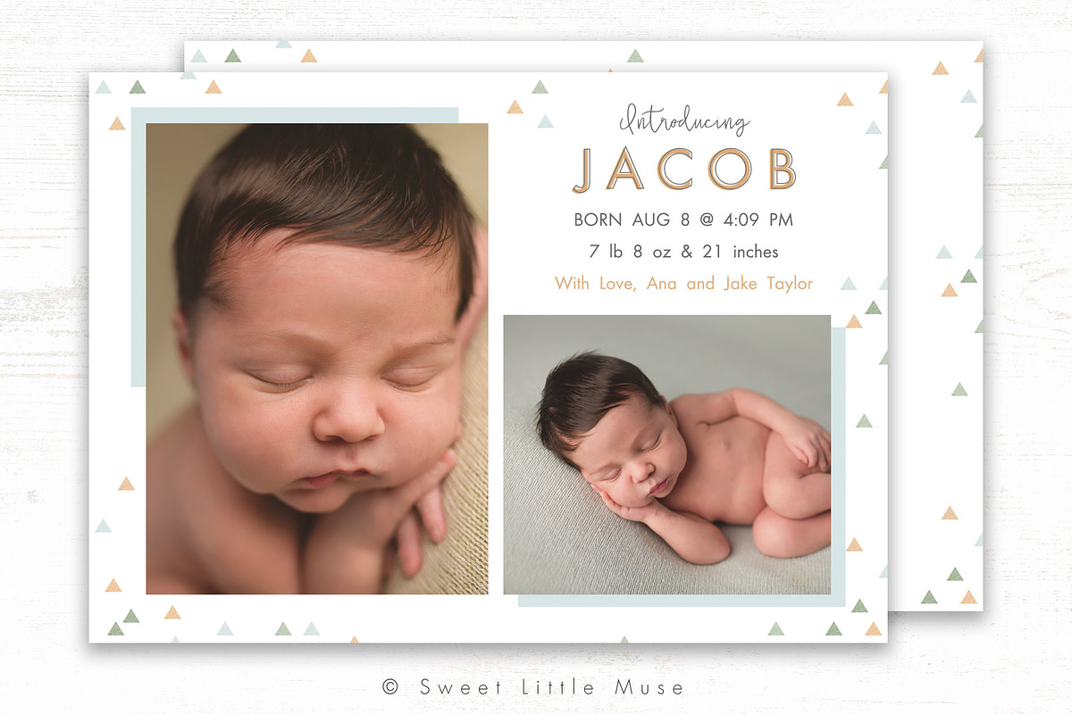 Modern Boy Birth Announcement in Card Templates - product preview 8