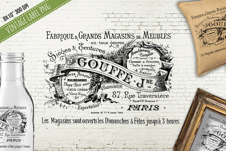 Old Antique French Gouffe Label in Graphics - product preview 8