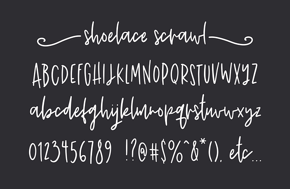 Shoelace Scrawl, a handwriting font in Script Fonts - product preview 1