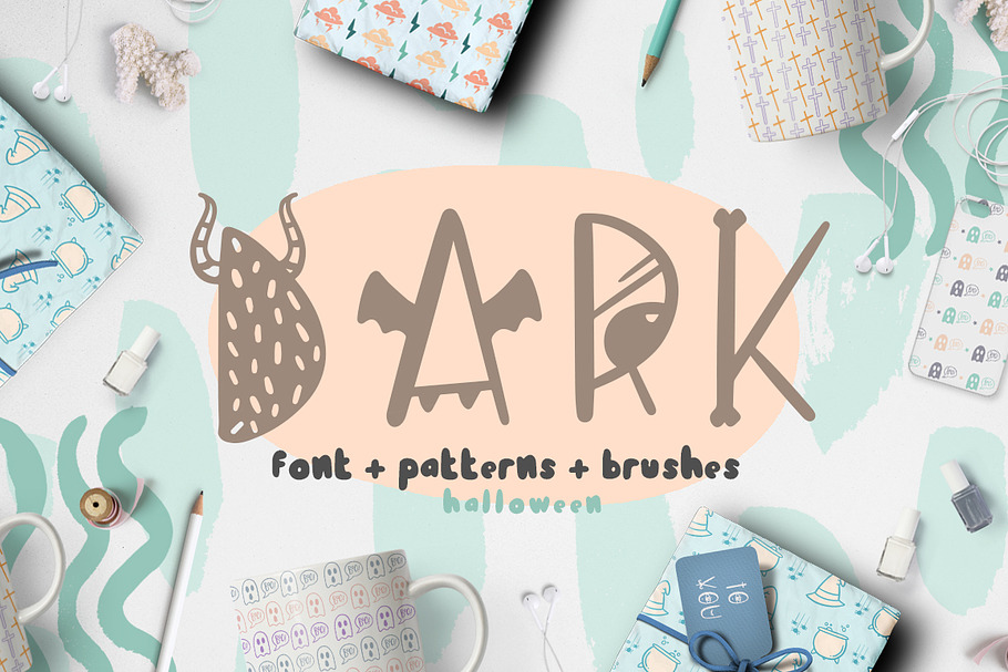 Dark font + patterns, brushes, MORE! in Halloween Fonts - product preview 8