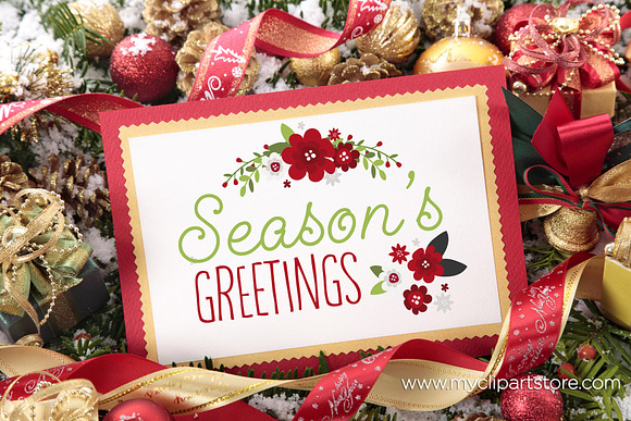 Christmas Flowers Clipart + SVG in Illustrations - product preview 2