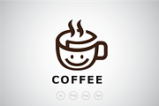 Smiling Paper Coffee Logo Template