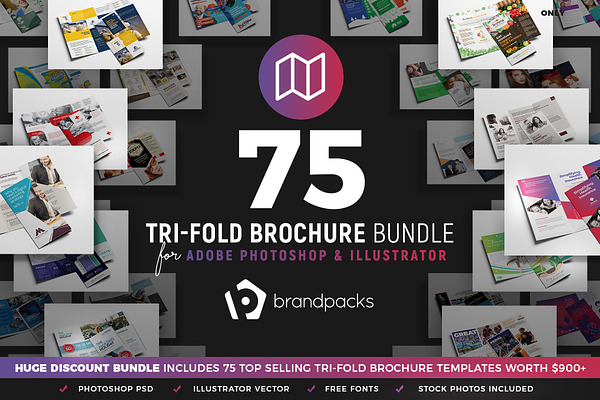 75 Trifold Brochure Templates Bundle