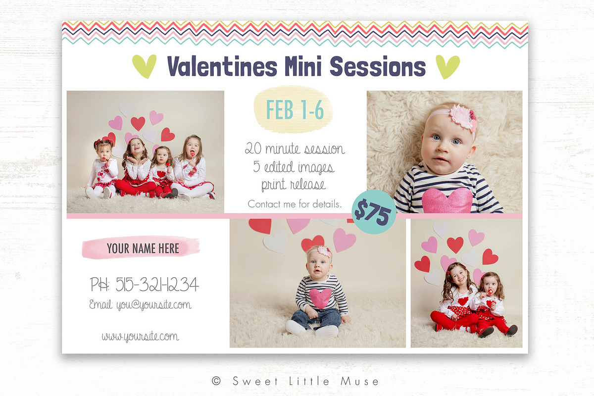 Valentines Mini Session Template in Card Templates - product preview 8