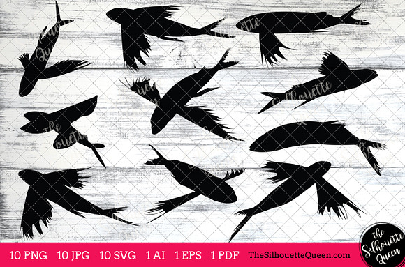 Flying Fish Silhouette Clipart Vecto in Objects - product preview 1