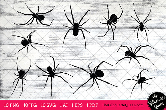 Black Widow Spider Silhouette Clipar in Objects - product preview 1