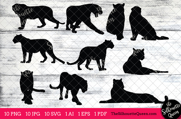Black Panther Silhouette Clipart  in Objects - product preview 1