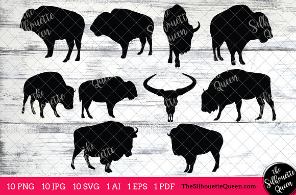 Bison Silhouette Clipart Clip Art in Objects - product preview 1