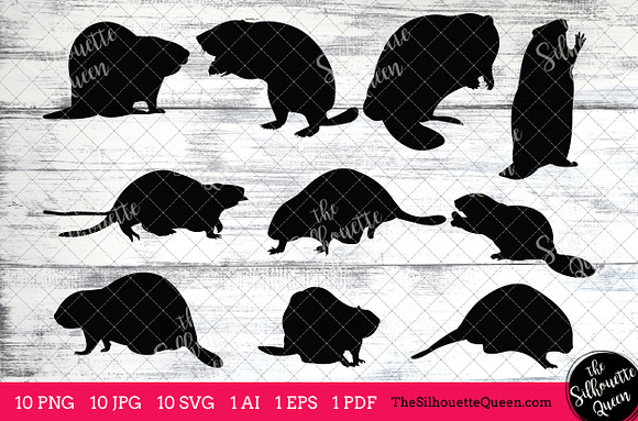 Beaver Silhouette Clipart Clip Art  in Objects - product preview 1