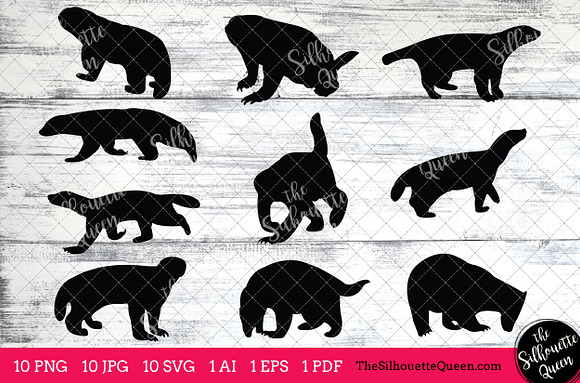 Badger Silhouette Clipart Clip Art  in Objects - product preview 1