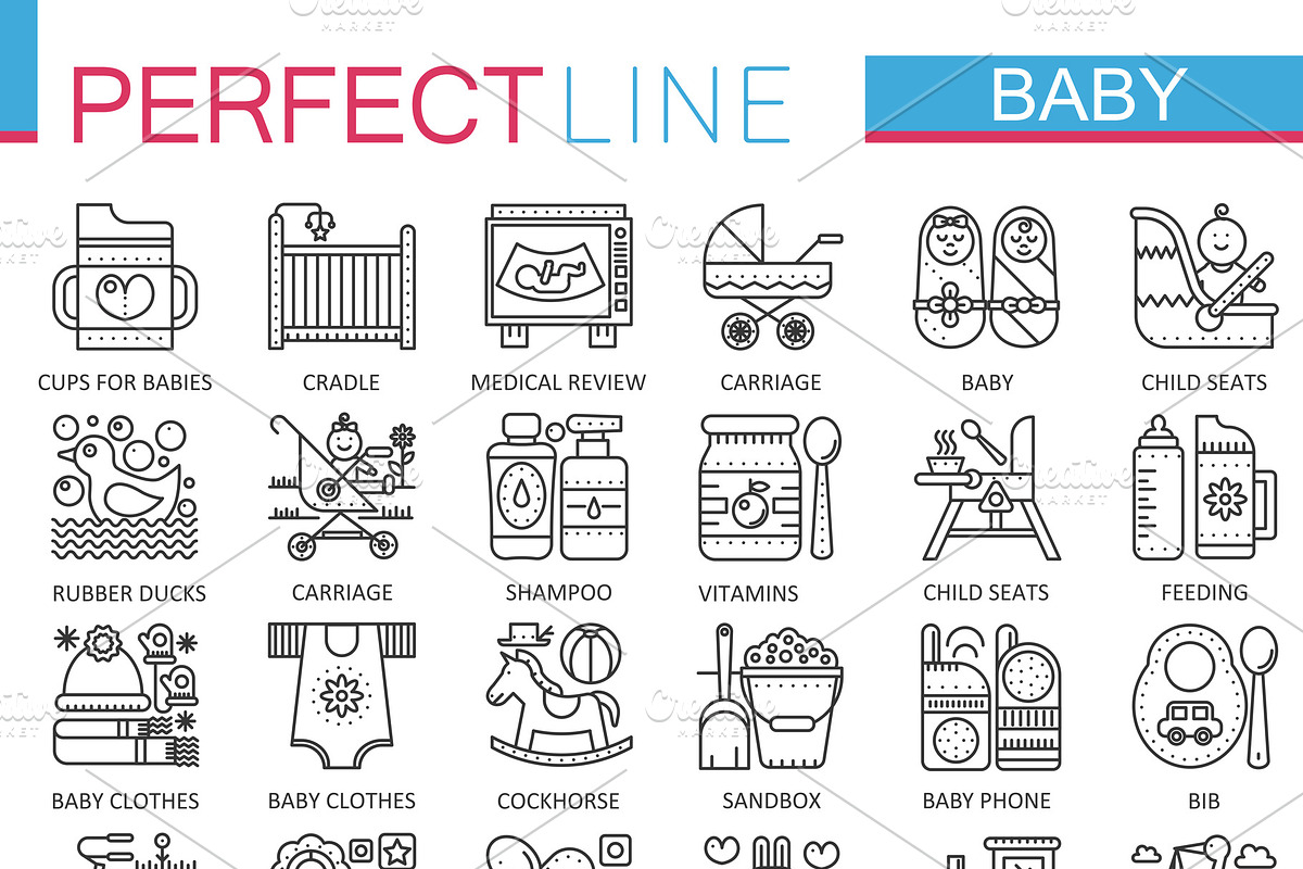 Baby care concept line icons in Baby Icons - product preview 8