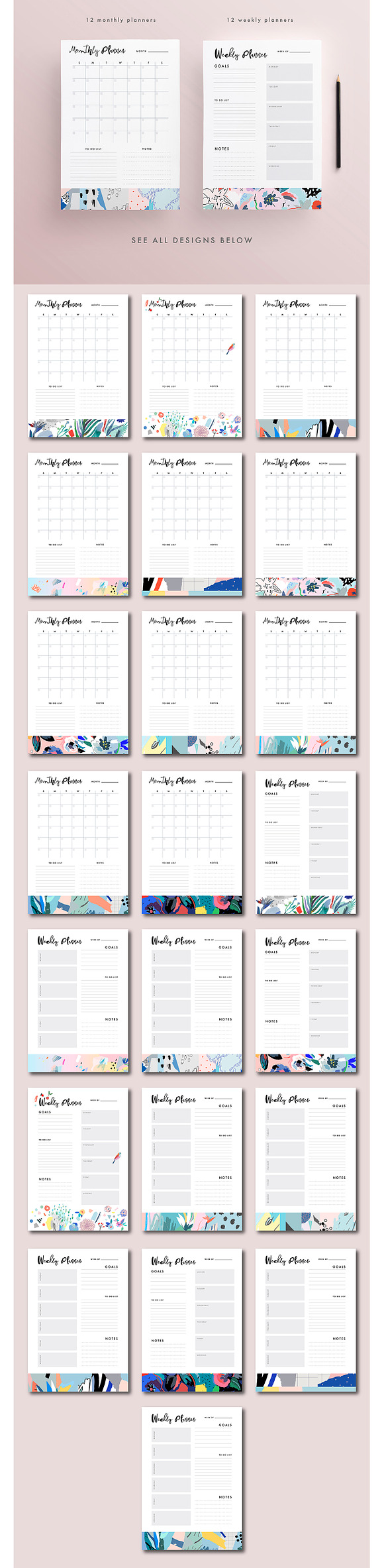2019 calendars + planners in Stationery Templates - product preview 8