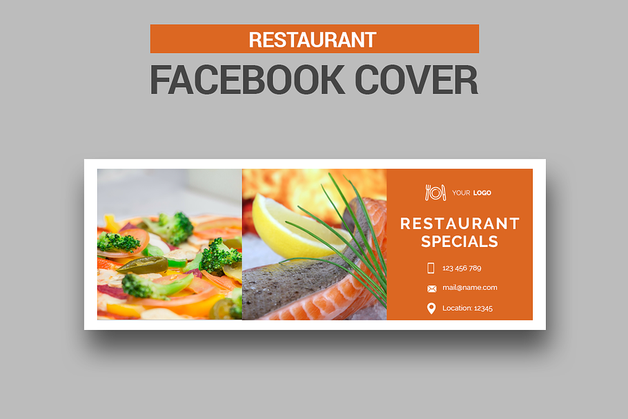 Restaurant Facebook Cover in Facebook Templates - product preview 8