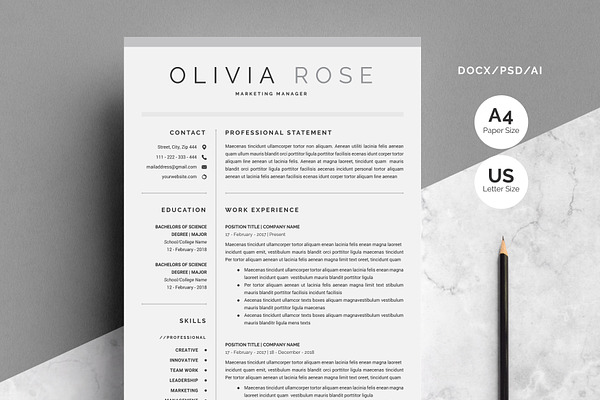 4 Pages Word Resume Template