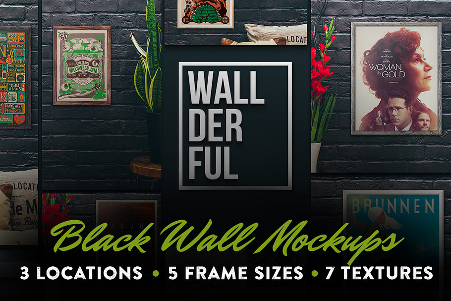 "Wallderful" Black Wall Mockups in Product Mockups - product preview 8