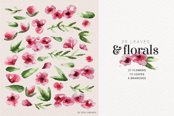 Modern Rose watercolor clipart in Illustrations - product preview 4