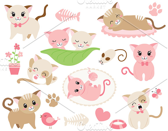 Little Kitty Vector Clipart, SVG in Illustrations - product preview 1