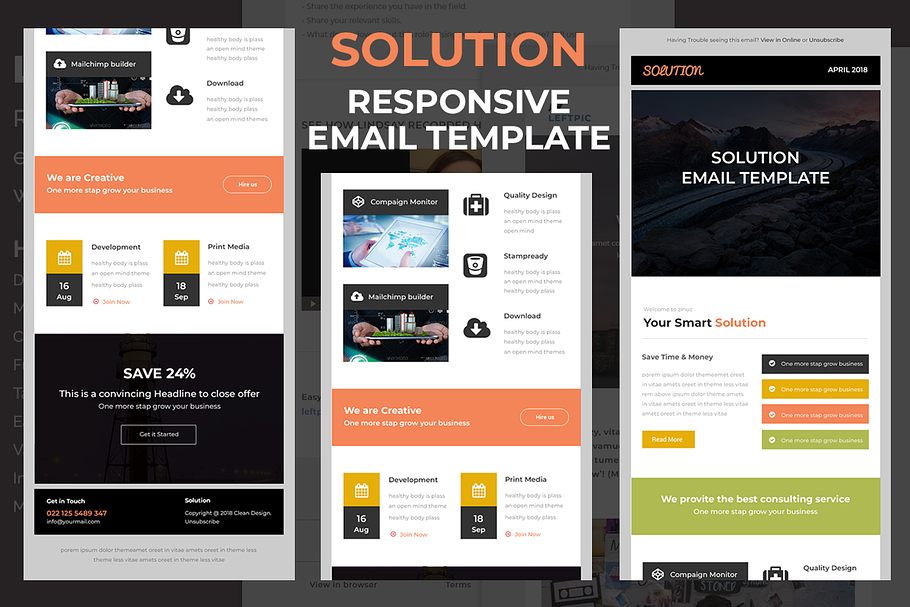 Solution - Responsive email template in Mailchimp Templates - product preview 8