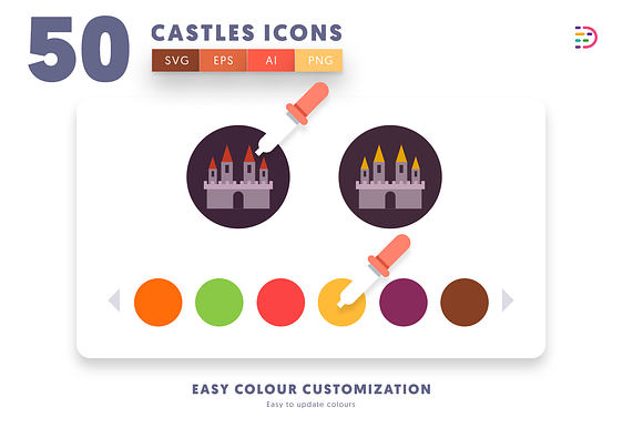 50 Castle Icons in Flag Icons - product preview 5