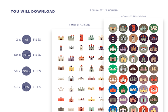 50 Castle Icons in Flag Icons - product preview 9