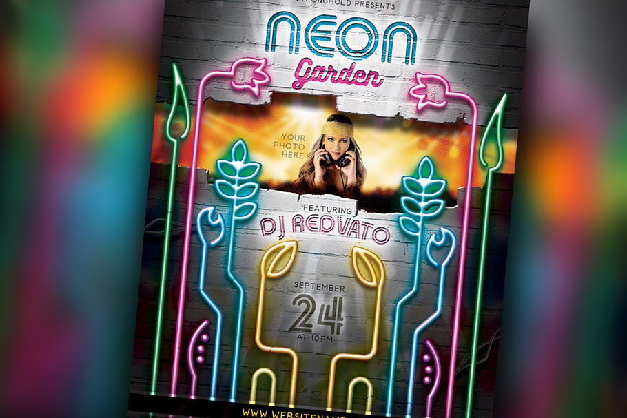 Neon Garden Flyer Template Set