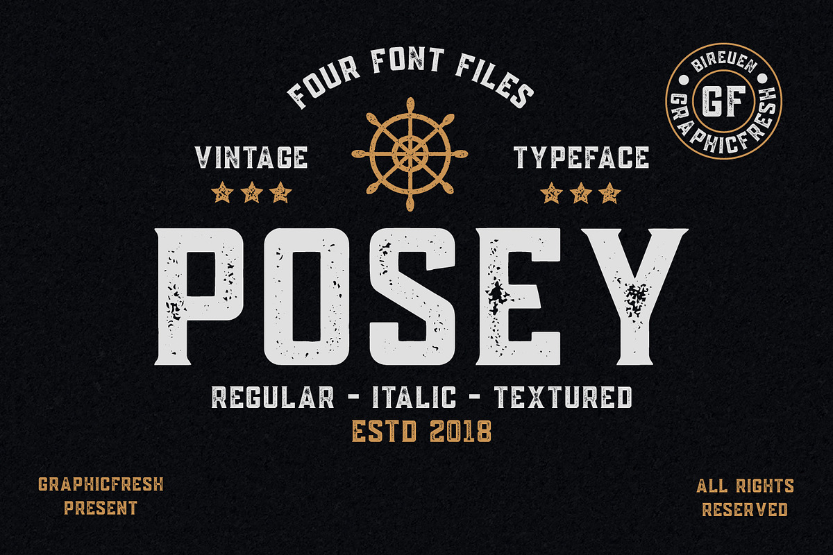 Posey - Vintage Type | 4 Font Files in Sans-Serif Fonts - product preview 8