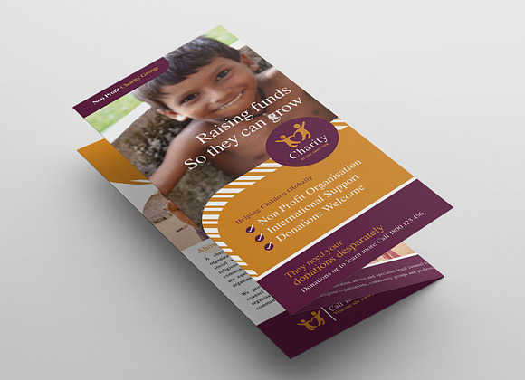 Charity Trifold Brochure Template in Brochure Templates - product preview 1