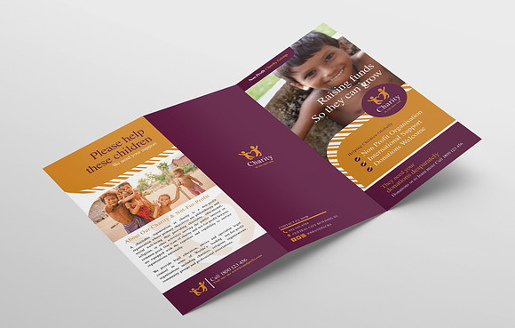 Charity Trifold Brochure Template in Brochure Templates - product preview 3