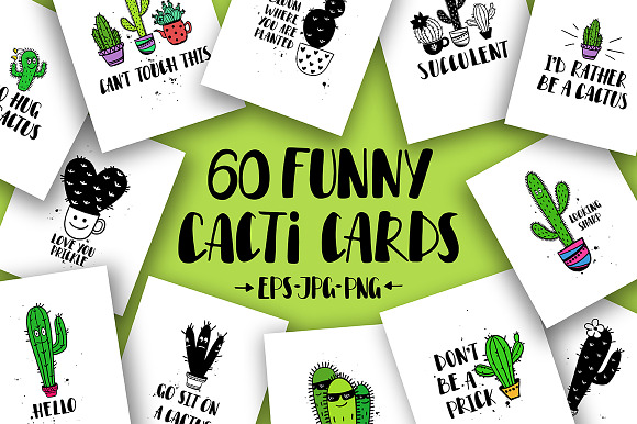 Cacti Cards in Illustrations - product preview 2
