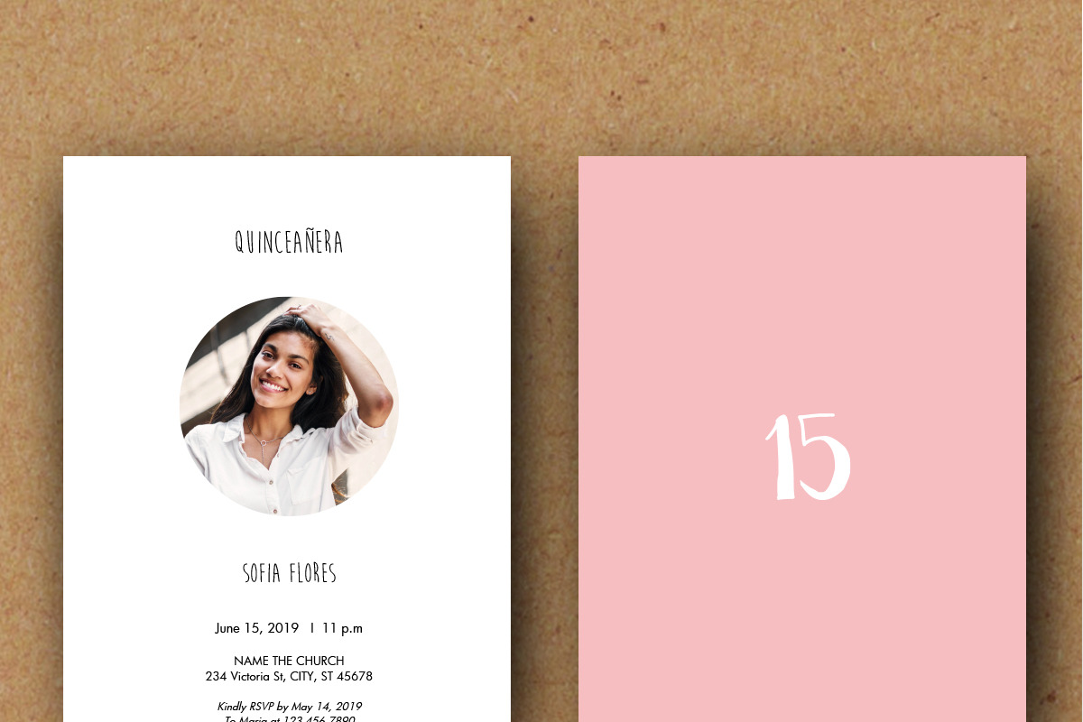 Quinceañera Invitation Template - A5 in Card Templates - product preview 8