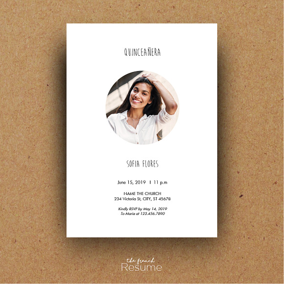 Quinceañera Invitation Template - A5 in Card Templates - product preview 1