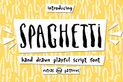 Spaghetti cute playful font & Extras