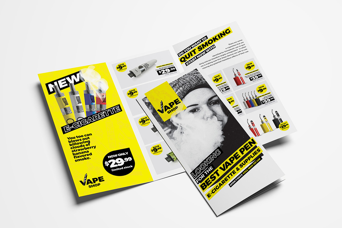 Vape Shop Trifold Brochure Template in Brochure Templates - product preview 8